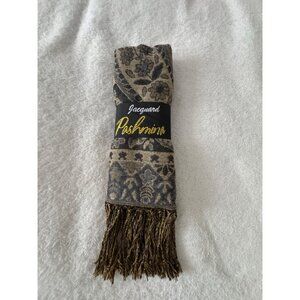 Jacquard Pashmina Shawl Wrap - Reversible Paisley Pattern - Gold/Black - NWT